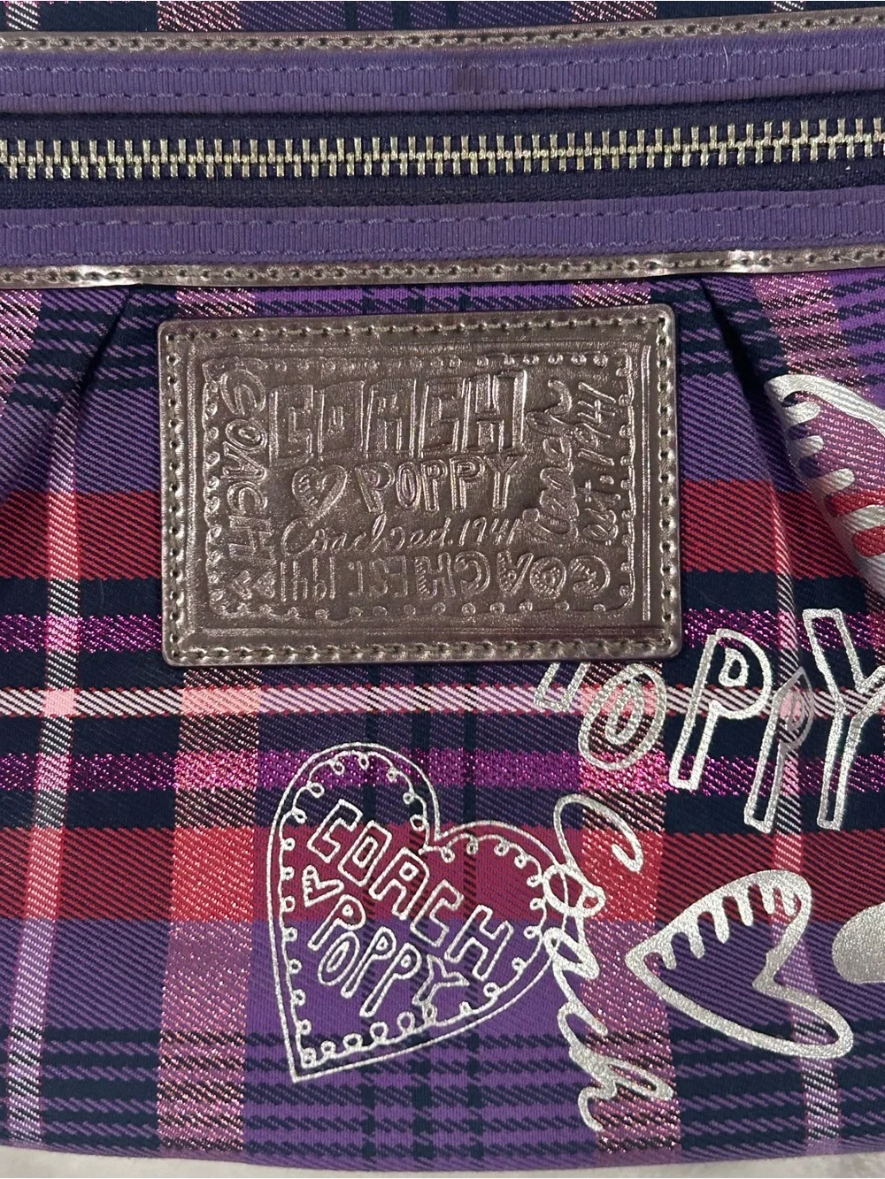 Coach Poppy tartan plaid crossbody bag purple vintage purse